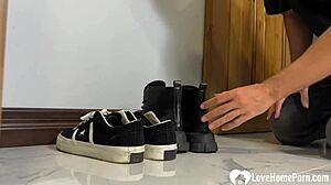 Bound Babe In Stockings Teases Feet Like Christmas Gift Unwrapped