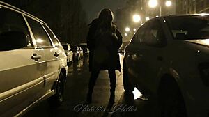 autumn struts naked outdoors flashing her pretty tits and pussy