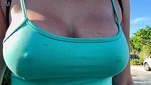 Italian Milf's Big Boobs Bounce In Miami Streets