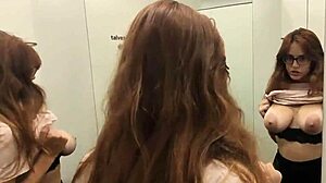 public fitting room blowjob ends in cum swallow!