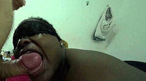 black wife teases with slow dick sucking then swallows cum