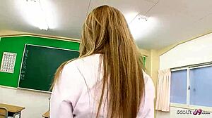 Blonde Curvy Japanese Teen Seduces Classmate for Uncensored Creampie