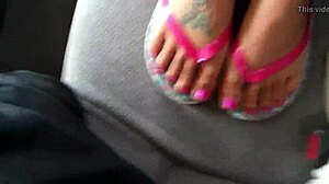 Jessica Delivers Footjob Handjob Cumshot in Flip Flops