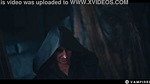 sexy vampire girls in halloween threesome get mesmerized clothes ripped into lesbian slave submission licking wet pussies