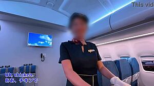 ca stewardess serves creamy japanese creampie flight