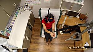 blindfolded curly latina yasmine woods handcuffed backstage