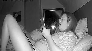 Milf fingers clit hard spying cam catches pre-bed orgasm