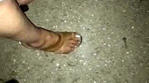 spying on latina prostitute's perfect heels and feet in forest slowmo