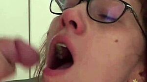 choking gagging deepthroat face fuck screams fun from submissive glasses slave!!