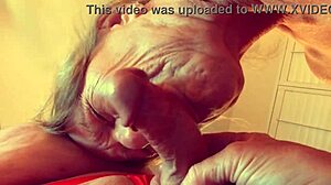 granny velma deepthroats HUGE COCK in open bathrobe