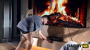 horny teen cheats on boyfriend with daddy4k in their bedroom natural body tease