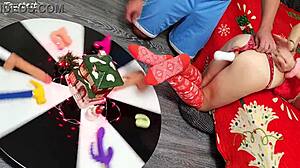 Two Thrusting Dildos Double Destroy Petite Milf Tight Pussy Orgasm Christmas