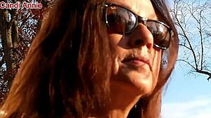 Mature Candi Annie Milks Outdoor Cock For Thick Cum Swallow