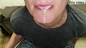 Homemade mature milf swallows cum mouth creampies facials in sloppy amateur compilation