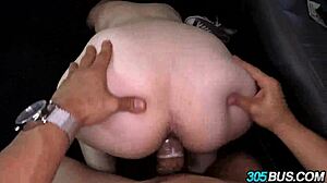 glasses-wearing amateur slut fucked hard for cash on public bus ride