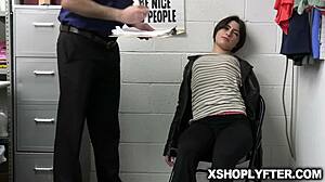 Short-haired teen Angeline Red faints into security officer's wild custody