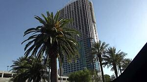 vegas road trip bends hot latina babe over for monster cock pool pounding