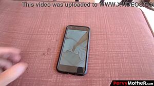 pervy mom flashes naked vids, son fucks her juicy tits and pussy in garage