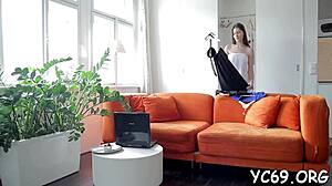 Rough teen hardcore fuck after sloppy blowjob oral play