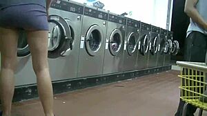 Housewife sucks big black cock at college laundromat sheer see through cuckold