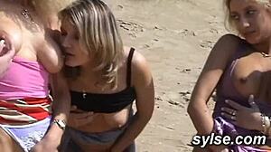 three milfs flash shop then fuck customers orgy style