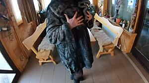 elegant fur-coated milf slut desk fucked hard cum covered twice