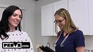 skinny young nurse blooms under doctors touch orgasming wildly in exam room