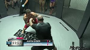 brunette model fight ends in sloppy deepthroat facial from monster cock