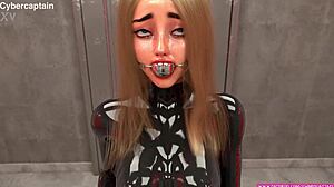 Blonde Latex Catsuit Slave Endures Vibrator Torment